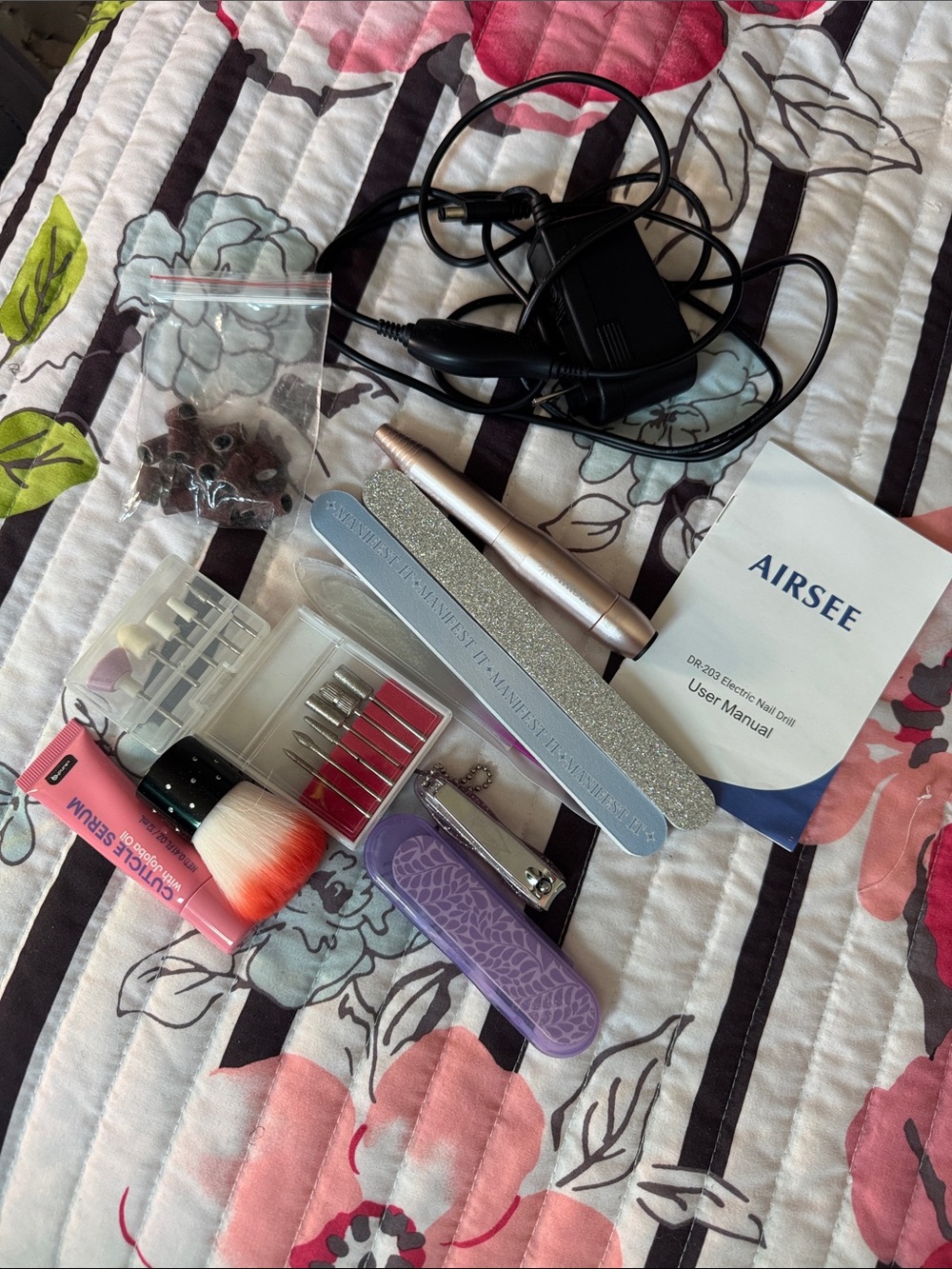 Airsee Electric Nail Drill Kit with Pink Tools set